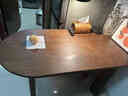 法式实木餐桌家用小户型半圆形饭桌靠墙客厅简约中古书桌岛台 白蜡木桌：120*60*75-5公分厚 黑色 实拍图