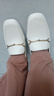 百丽（Belle）情人节礼物【92系列】粗跟乐福鞋女商场通勤百搭牛皮高跟鞋BZ521 米白 34 (220mm) 实拍图