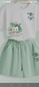 真维斯童装女童夏季套装2025新款儿童纯棉短袖T恤时尚中大童休闲花苞腰短裤 白/J荷叶猫右下-绿/J夏天K 140 实拍图
