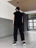 杉努（SHANNU）裤子男夏款春秋季休闲裤冰丝薄男士宽松直筒九分小西裤男装 K21 黑色（薄款） XL （建议120-140斤左右） 实拍图