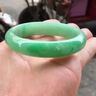 行婷 行婷 满绿翡翠(处理)手镯女冰种正阳绿飘绿花玉手镯子  56-57mm 实拍图