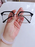 镜沁 男女防蓝光变色眼镜商务近视可配度数大框瘦脸显脸小平光眼镜 黑银框【变灰色】 无度数防蓝光镜片0度 实拍图