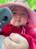 牧萌儿童防晒帽男女童防紫外线遮阳帽户外空顶渔夫帽 立体粉色萌兔 实拍图