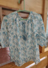 百图betu女装夏季新款衬衫碎花雪纺七分灯笼袖上衣衬衫女2404T41 蓝色 S 实拍图