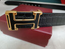 KUVIQI男士皮带男真皮整张纯牛皮休闲中青年平滑扣内穿式裤腰带潮流加长 金扣-豹纹带 105cm 实拍图