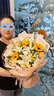 插画鲜花速递向日葵玫瑰混搭花束表白送女友老婆生日礼物全国同城配送 3朵向日葵9朵香槟玫瑰混搭花束 实拍图