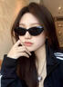 鹿珊伍墨镜 男女痞帅复古个性猫眼 美式太阳眼镜 开车司机遮阳2025新 墨镜斜款00【黑色】 实拍图