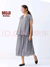 无印良品（MUJI）女式 强捻 抽褶裙 长半身裙女裙子女装格子裙25年夏季BE1VEC5S 黑色格纹 S （155/62A） 实拍图