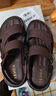 森达凉鞋男夏季牛皮舒适平底休闲沙滩鞋 棕色 40 实拍图