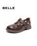百丽（Belle）编织风罗马凉鞋商场款真皮透气休闲鞋D5H1DBK5 棕色 39 (245mm) 实拍图