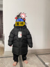 保姆鹅  儿童羽绒服宝宝中长款护脸加厚鸭绒外套防风保暖童装冬装 炭黑 130 实拍图