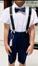 罗蒙儿童背带礼服套装男童礼服毕业演出服中大童 藏青套装 150 实拍图