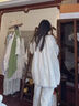 韩姿朵（Hanziduo）双层纱布棉纱情侣睡衣女春秋款纯棉麻长袖夏泡泡纱婴儿棉男家居服 3221女 L 实拍图
