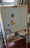 儿童画画板小黑板家用学生支架式写字板黑板墙贴可擦写小学生玩具 D款磁性双面可升降【超值礼包】 实拍图
