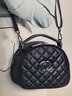 KOFTA品牌包包真皮菱格单肩包女时尚手提宽带斜挎包小圆包送人生日礼物 黑色 实拍图