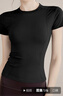 徽昂瑜伽服女运动短袖t恤紧身速干衣运动服上衣健身服显瘦跑步黑色XXL 实拍图