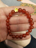 Lossot生日礼物女友足金桃花黄金转运珠手链女3D硬金珠花朵红玛瑙手串 实拍图