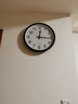 得力（deli）挂钟客厅简约时尚钟表卧室石英钟低噪白色37cm挂钟挂式机械钟 【热销】免打孔黑14.5英寸/37cm 实拍图