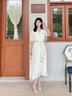 香影度假风波西米亚白色连衣裙女2026夏装新款含亚麻收腰v领裙子 米白 S 155/80A/85-95斤 实拍图
