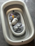 iuu婴儿洗澡盆 可折叠宝宝浴盆大号 洗澡神器躺托浴架新生儿童用品 【北欧灰】+可调节感温浴架 实拍图
