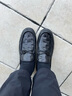百丽休闲鞋男牛皮革格纹套脚豆豆鞋A1368AM4 黑色 42 实拍图