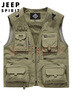 JEEP SPIRIT吉普工装马甲男士春夏季钓鱼背心机能多口袋外套男装 卡其 2XL 实拍图