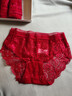 浪莎（LangSha）性感女士内裤女本命年属马年大红色4条中腰蕾丝镂空纯棉裆短裤头 实拍图