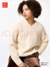 优衣库女装V领针织衫/毛衣毛衫479231 01 乳白色 S /155/80A 实拍图