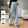 真维斯（JEANSWEST）牛仔裤女2025夏季显瘦高腰拖地直筒宽松阔腿裤潮流百搭浅蓝XL 实拍图