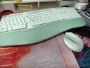 山业人体工学键鼠套装 无线USB垂直竖握鼠标 104按键键盘 倾角支架 附软垫 办公游戏 牛油果绿 实拍图
