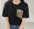对白文森特·梵高联名撞色绣花短袖t恤女夏2026新款白色休闲上衣 静谧黑 XL 实拍图