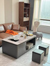 匡易茶几客厅轻奢高级感2025新款家用小户型烧水功能一体岩板功夫茶桌 深灰-灰色岩板-平面-带2凳子 120-65-50 实拍图