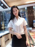 佐叙短袖衬衫女夏季商务修身白衬衫OL职业装正装面试工作服装打底衬衣 白色V领 L （90-105） 实拍图