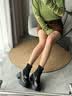 ZHR袜靴女冬季加绒英伦风乐福鞋女粗跟小个子短靴女 AH579A 黑色 37  实拍图