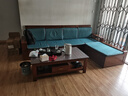 莱仕达实木沙发 胡桃木实木沙发组合现代中式储物沙发YL 四人位+榻+几 实拍图