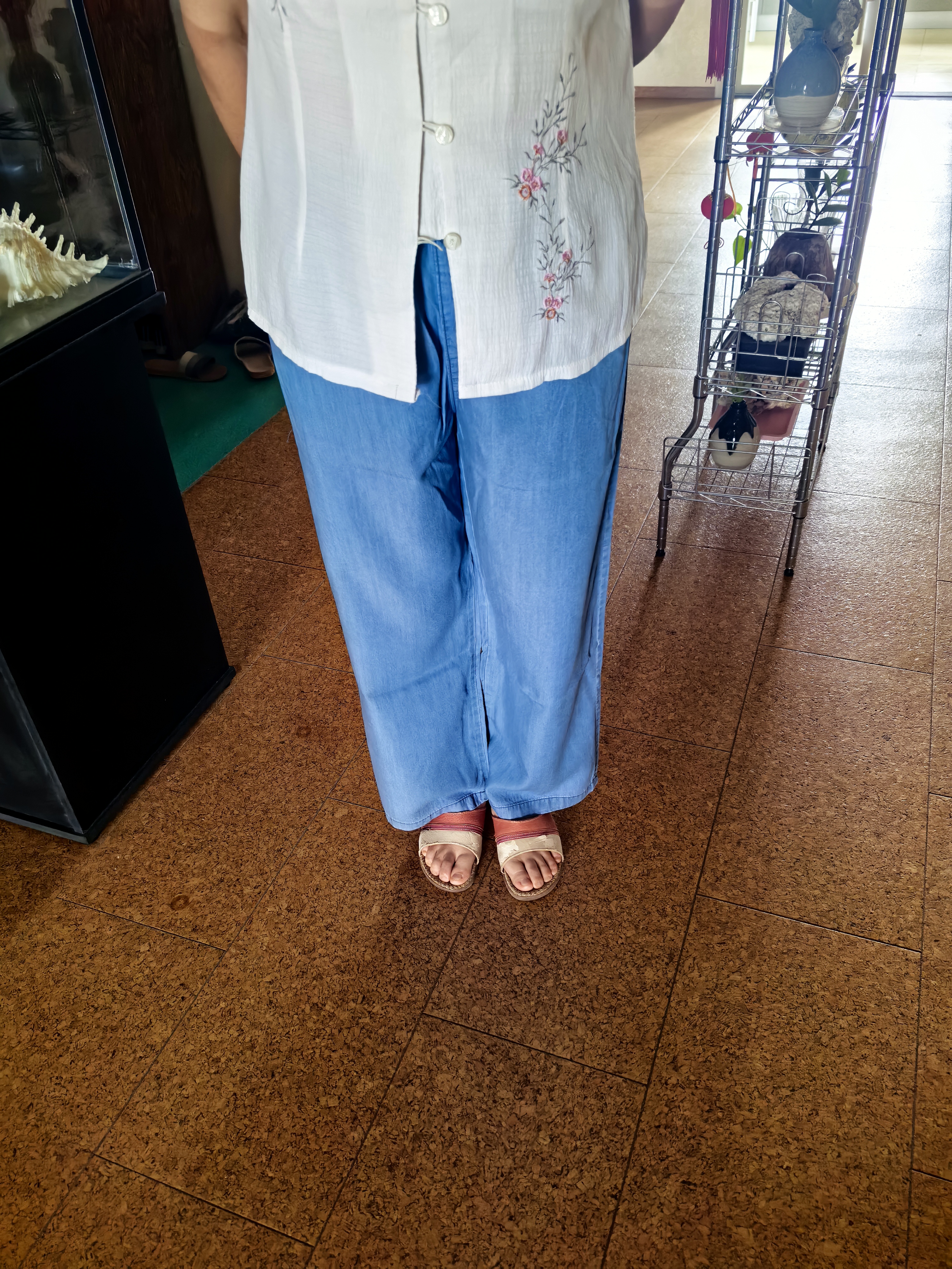 友家坊天丝牛仔裤女阔腿宽松夏季薄款冰丝老年裤子高腰休闲女阔脚牛仔裤 276浅蓝色 4XL腰围2尺7 实拍图