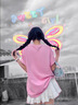 一寸相思粉色纯棉短袖夏季t恤女2025新款欧货宽松半袖体恤显瘦夏季上衣潮 粉色-流苏蝴蝶. XL 推荐125-145斤 实拍图