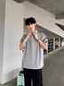 主意范（ZHUYIFAN）小众设计感假两件t恤男潮牌拼接翻领短袖高级痞帅宽松半袖polo衫 灰色【单件上衣】 XL 建议130-150斤 实拍图