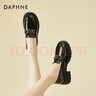 达芙妮乐福鞋女英伦风皮鞋女粗跟百搭增高显瘦单鞋女 黑色 36 实拍图