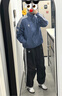 adidas休闲简约三条纹梭织立领夹克外套男装阿迪达斯官方三叶草 深蓝 XL 实拍图