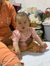 芬腾 睡衣女纯棉学生季简约纯色长袖长裤翻领全棉开衫家居服套装 浅桔 XL 实拍图