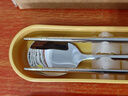 美厨（maxcook）304不锈钢筷子勺子餐具套装 便携式筷勺三件套 柠檬黄 MCGC0635 实拍图