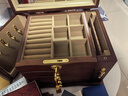祥隆木珠宝首饰欧式带锁古风收纳盒精致中国风木质复古奢华饰品盒手饰盒 仿古色四层全锁四叶草 军绿色内衬 实拍图