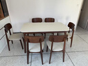 林氏家居实木脚岩板餐桌胡桃木色中古风方桌子家用小户型餐桌椅子全套UD1R 【1.4m1桌6椅】岩板餐桌+餐椅169 实拍图