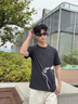 真维斯（Jeanswest）冰丝中袖男2025夏季简约印花宽松冰感速干短袖T恤男士大码上衣服 黑色(月下猫胸标_右下标) L (175) (收藏加购优先发) 实拍图