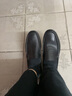 梦特娇男鞋 镂空一脚蹬休闲皮鞋 夏季冲孔透气头层牛皮凉鞋软底豆豆鞋 黑色（皮鞋码） 41 实拍图