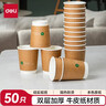 得力（deli）【超级爆款】280ml一次性杯子 纸杯/水杯 牛皮纸外层  双层加厚接待用 50个装 19209 实拍图