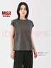 无印良品（MUJI）女式 天竺编织 法国袖T恤 短袖上衣女款内搭25年夏季女装BB2RKA5S 炭灰色 XL （165/92A） 实拍图
