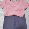 VICTORIATOURIST瑜伽服女套装健身服跑步运动套装女普拉提带胸垫外套三件套蓝XXL 实拍图