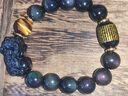 石玥珠宝12mm彩眼天然黑曜石貔貅手串虎眼石本命年水晶玛瑙手链男女士款 实拍图